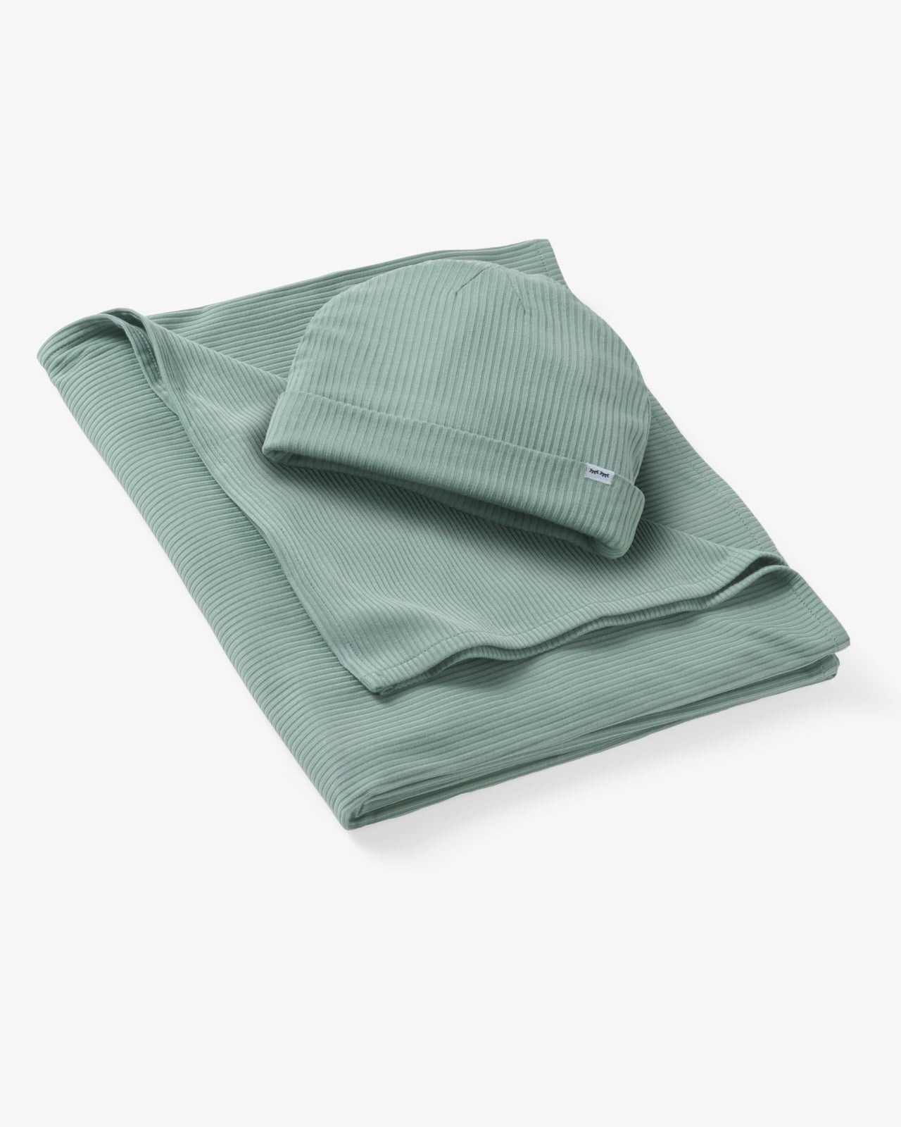 Willow Ribbed Swaddle & Infant Beanie Set - Image 4