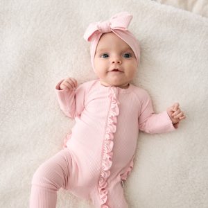 Prima Pink Ribbed Ruffle Zippy