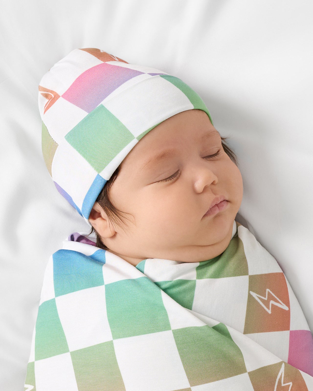 Ombre Cheery Checks Swaddle & Hat Set - Image 2