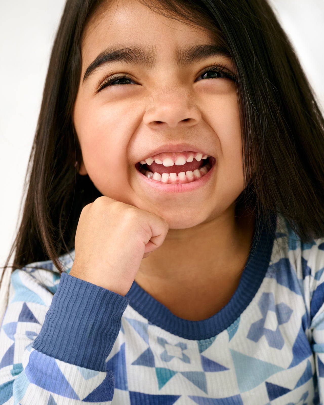 Patchwork Indigo Ribbed Two-Piece Pajama Set - Image 3