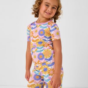 Petal Power Two-Piece Short Sleeve & Shorts Pajama Set