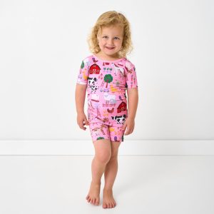 Pink Farm Fam Two-Piece Short Sleeve & Shorts Pajama Set
