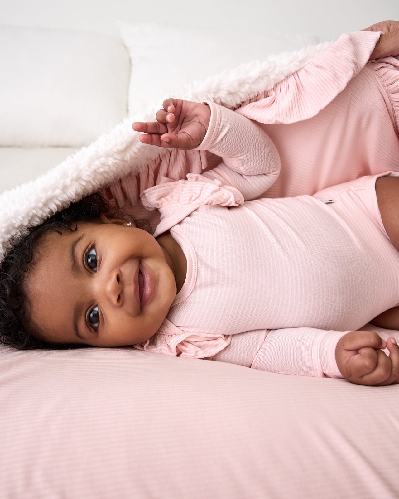 Prima Pink Stripe Flutter Bodysuit - Image 2