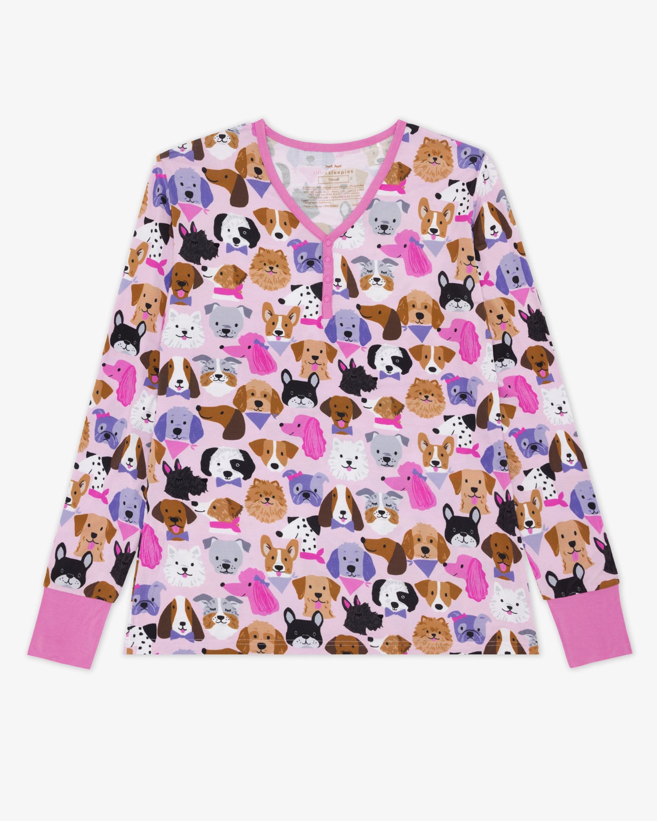 Pink Puppy Parade Women's Long Sleeve Pajama Top - Image 6