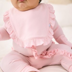 Prima Pink Ribbed Ruffle Bib