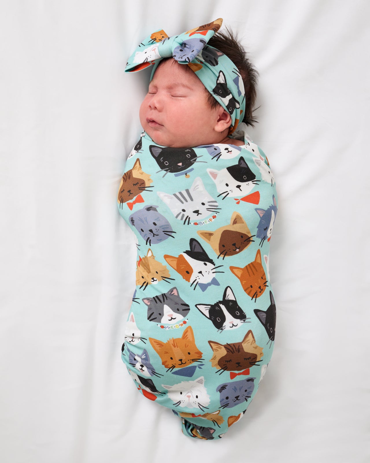 Purrfect Pals Swaddle & Luxe Bow Headband Set