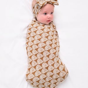 Rust Rainbows Swaddle & Luxe Bow Headband Set