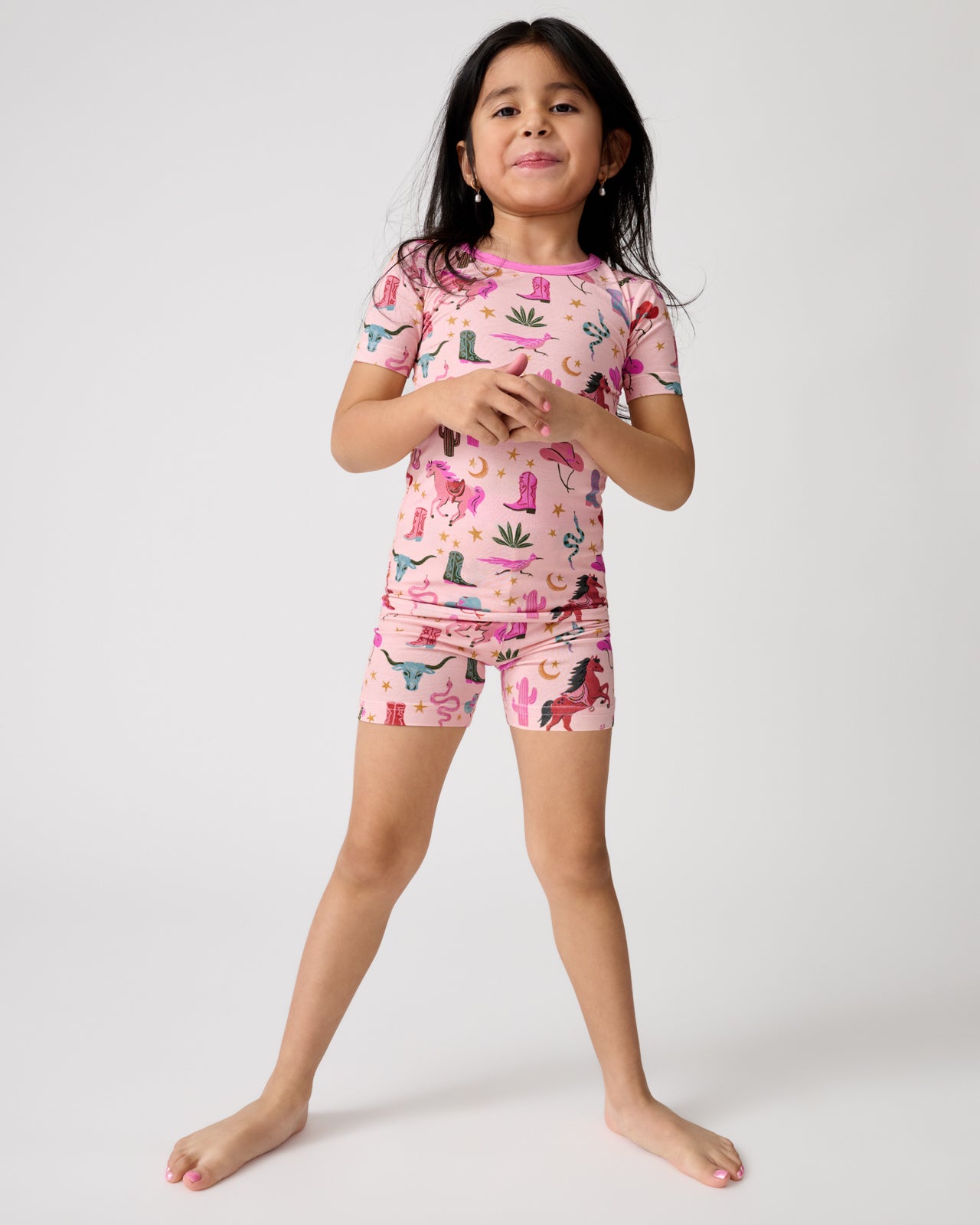 Pink Rancher Roundup Two-Piece Short Sleeve & Shorts Pajama Set