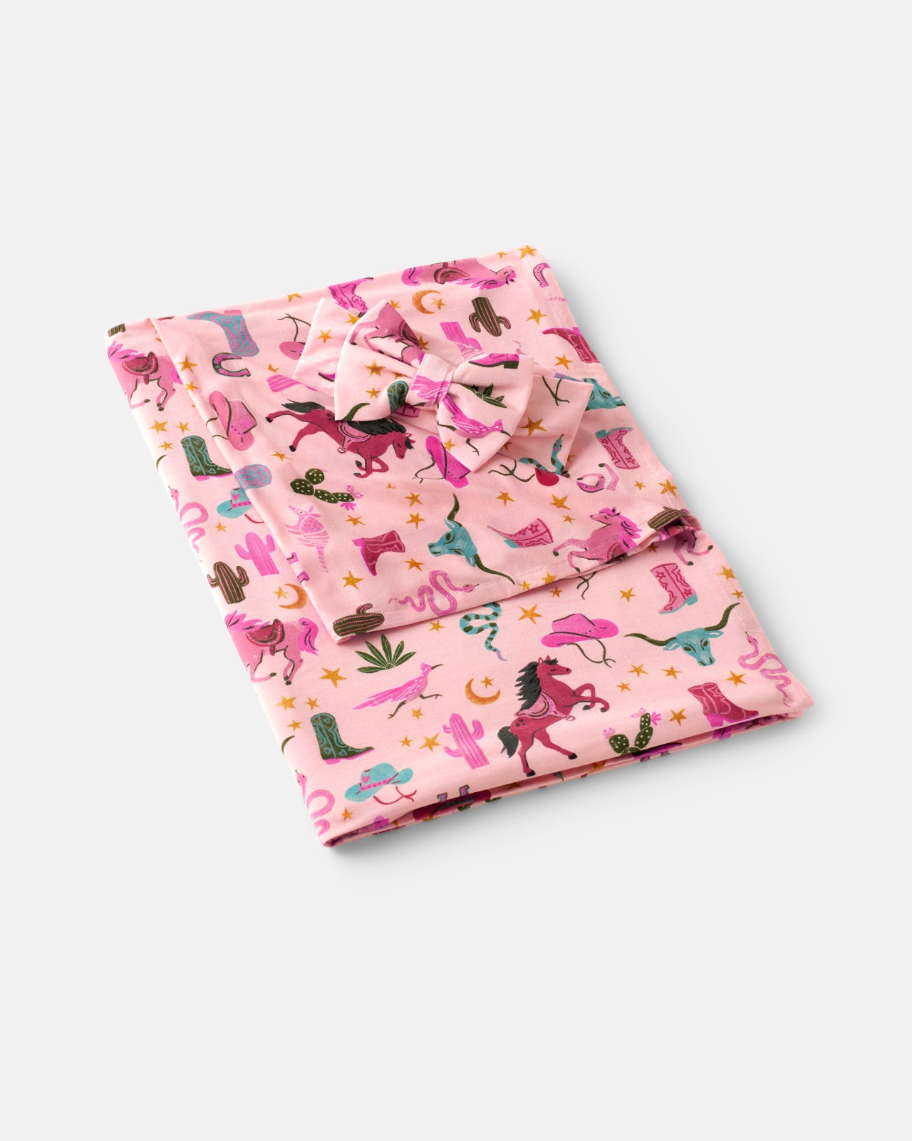 Pink Rancher Roundup Swaddle & Luxe Bow Headband Set - Image 3