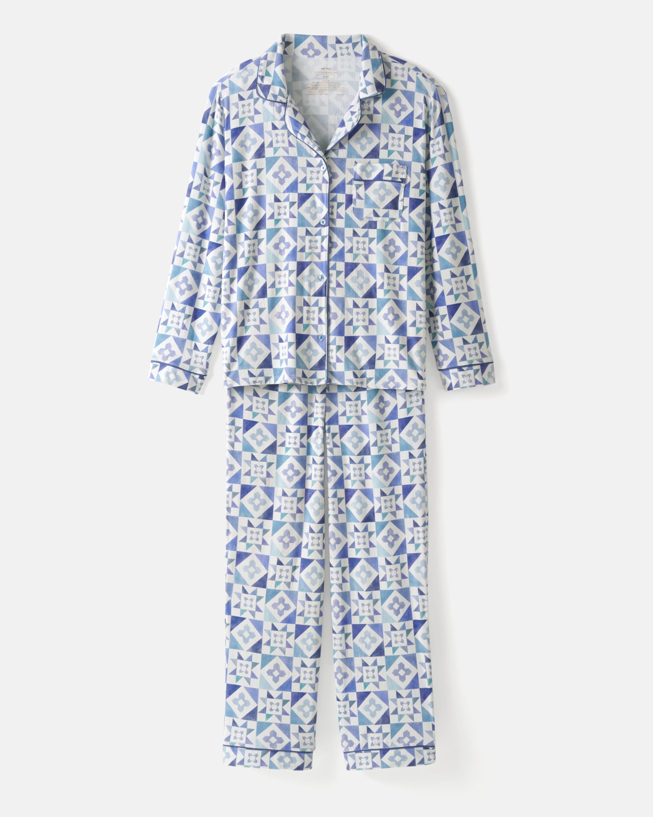 Patchwork Indigo Women's Ribbed Pajama Set - Image 6