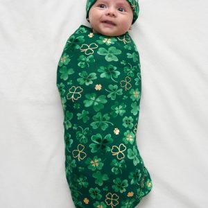 Clover Cuties Swaddle & Hat Set