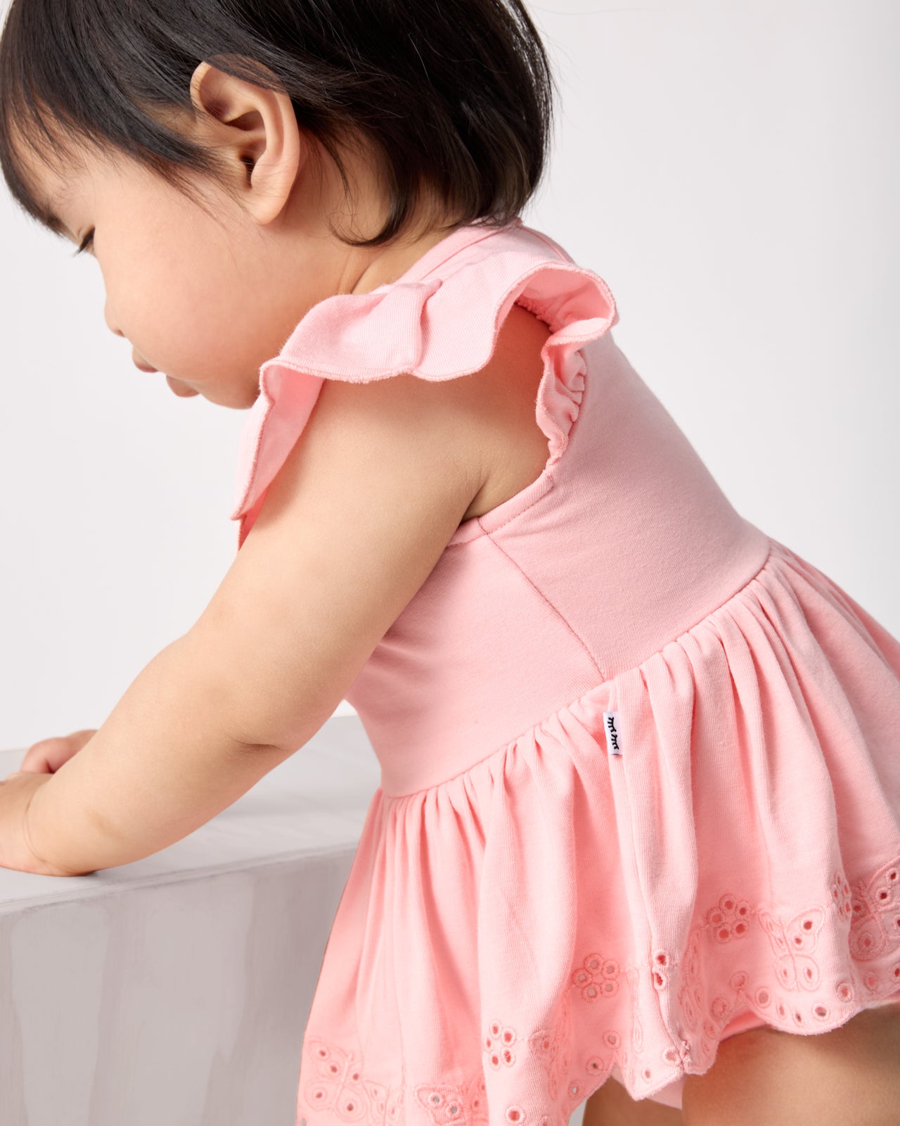 Soft Coral Puff Sleeve Eyelet Bodysuit - Image 3