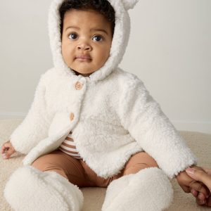 Soft White Sherpa Baby Jacket