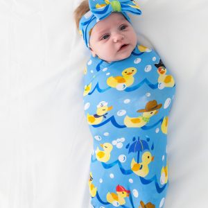Splish Splash Swaddle & Luxe Bow Headband Set