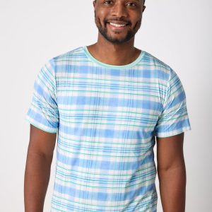 Springtime Plaid Men's Short Sleeve Pajama Top