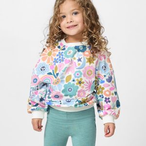 Unicorn Blossoms Drop Shoulder Crewneck
