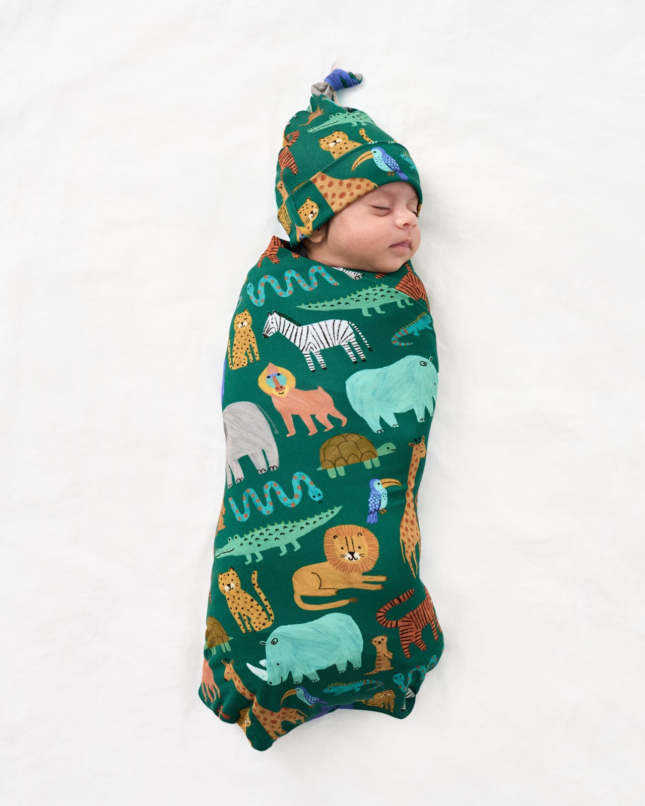Wild Zoo Swaddle & Hat Set