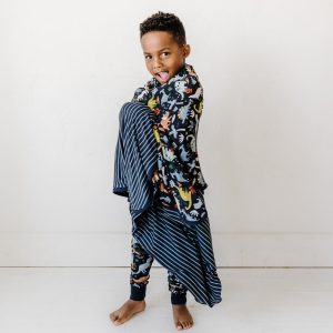 Navy Jurassic Jungle Large Cloud Blanket?