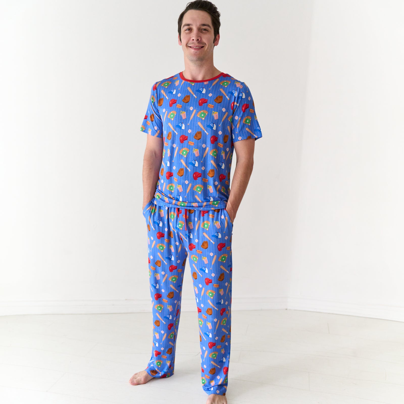 Blue All Stars Men's Short Sleeve Pajama Top - Image 2