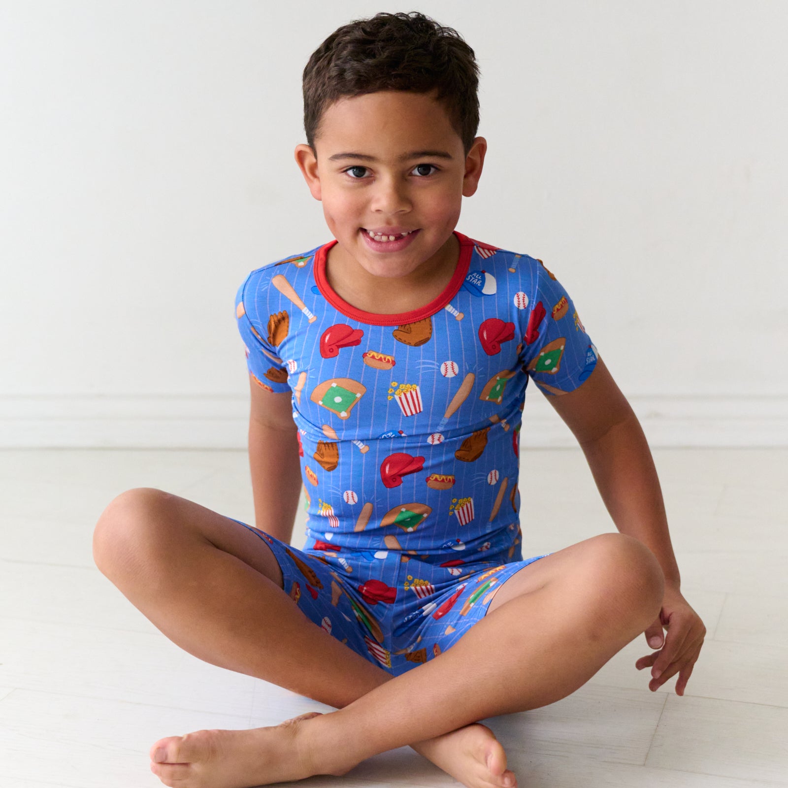 Blue All Stars Two-Piece Short Sleeve & Shorts Pajama Set - Image 2