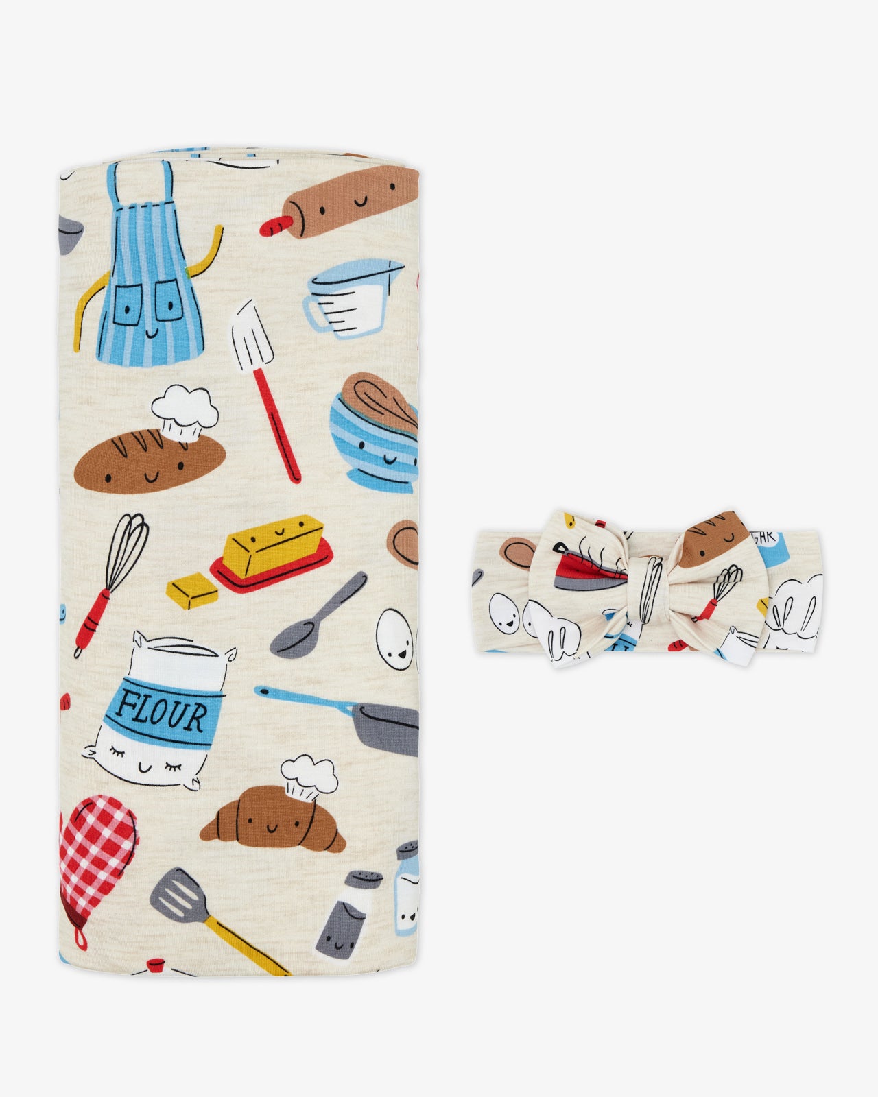 Little Chef Swaddle & Luxe Bow Headband Set - Image 3