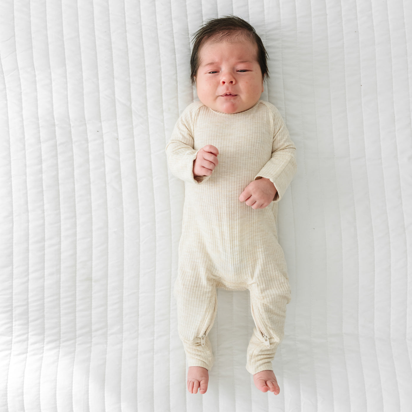 Heather Oatmeal Ribbed Crescent Zippy - Image 3