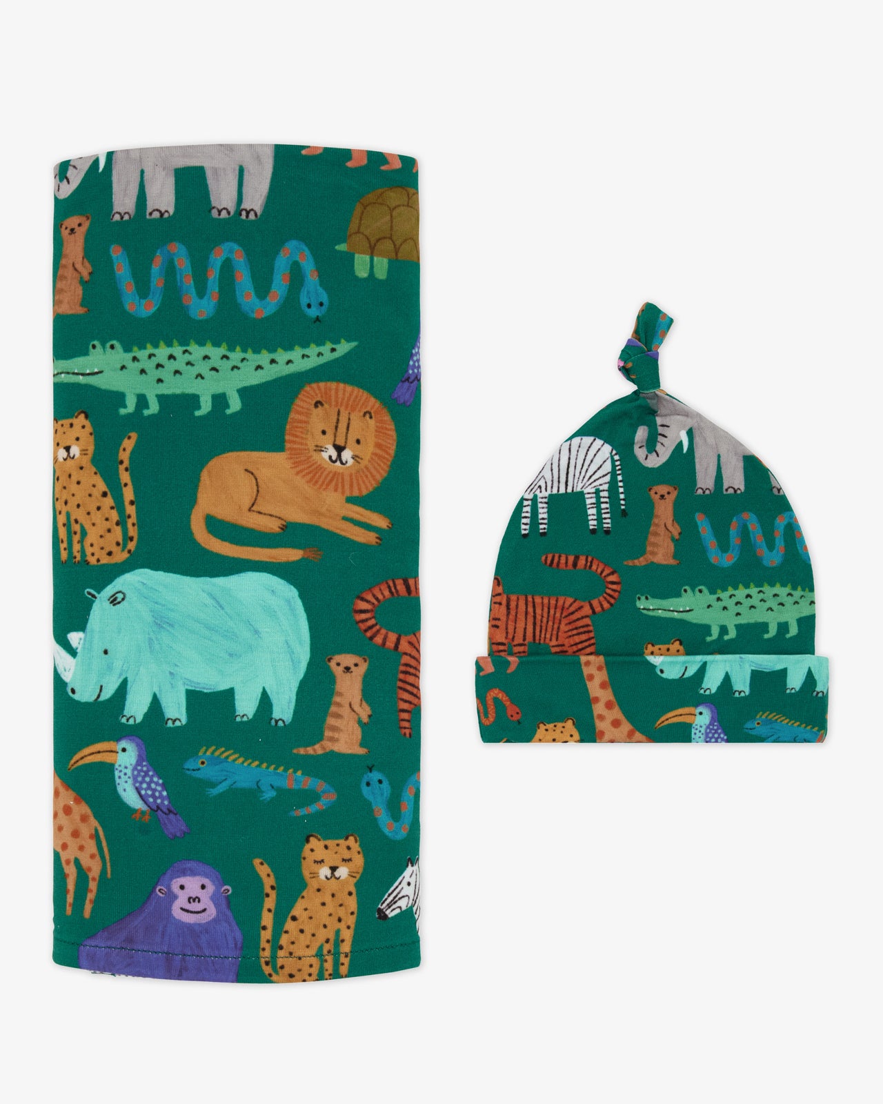 Wild Zoo Swaddle & Hat Set - Image 3