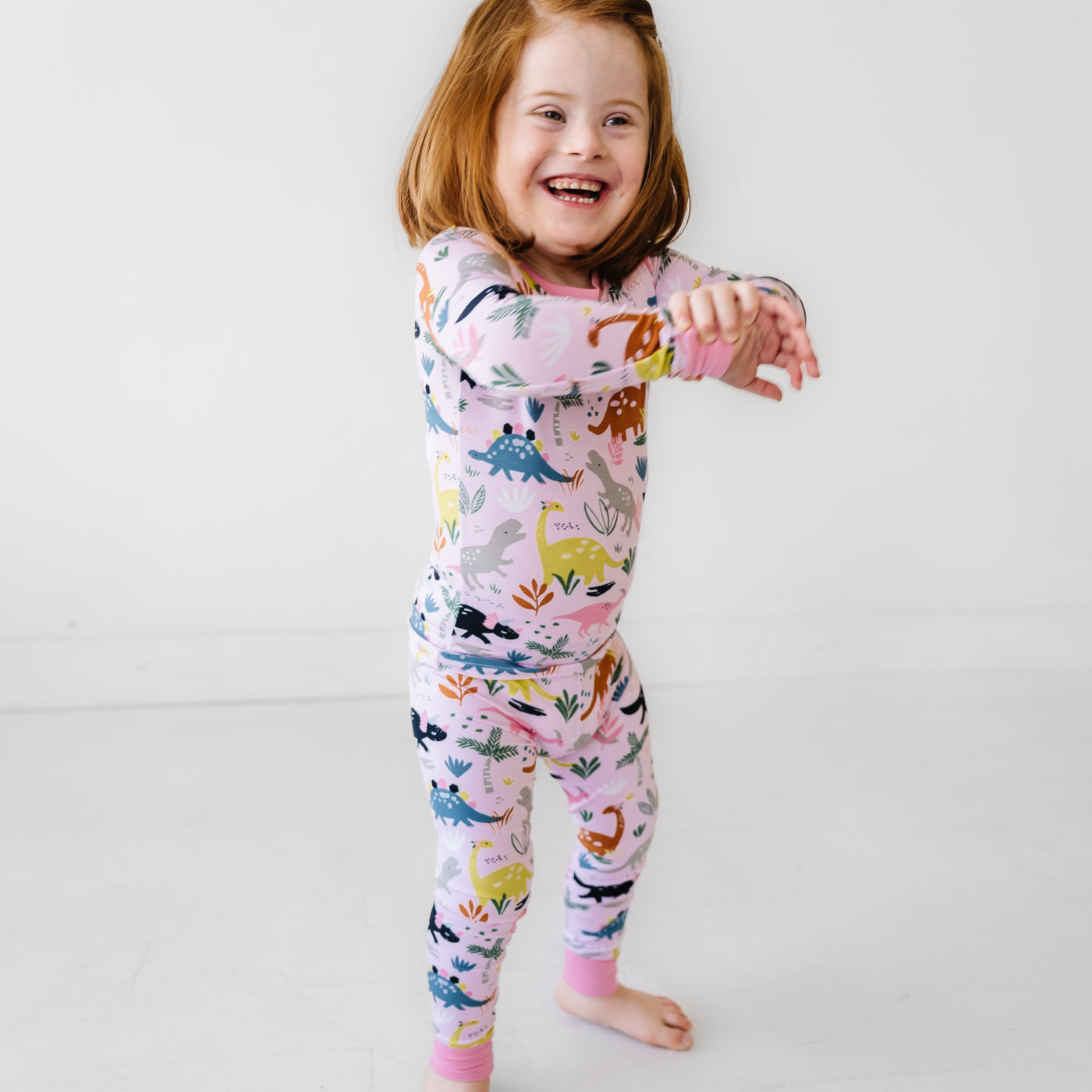 Pink Jurassic Jungle Two-Piece Pajama Set - Image 4