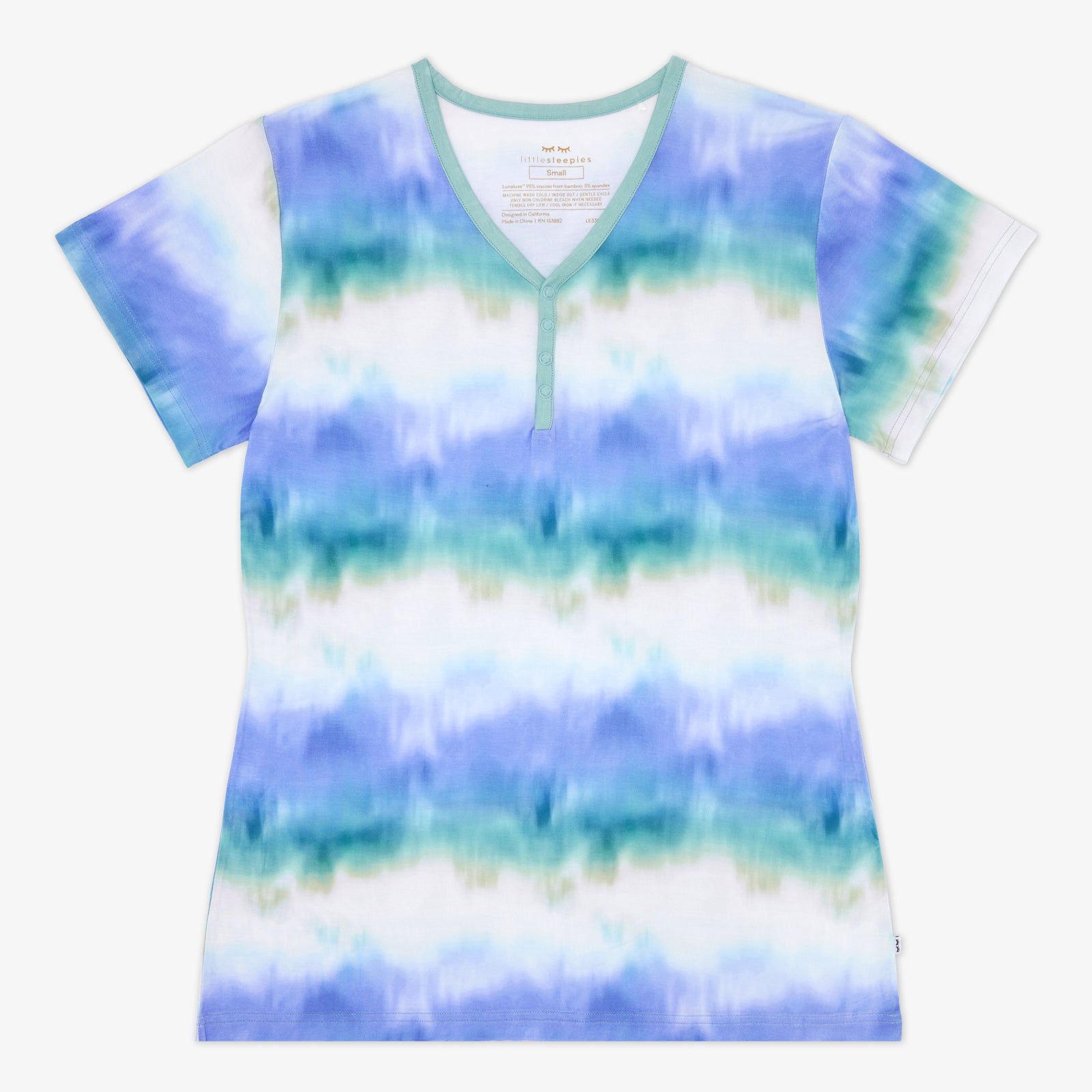 Blue Cosmic Mist Women's Short Sleeve Pajama Top - Image 5