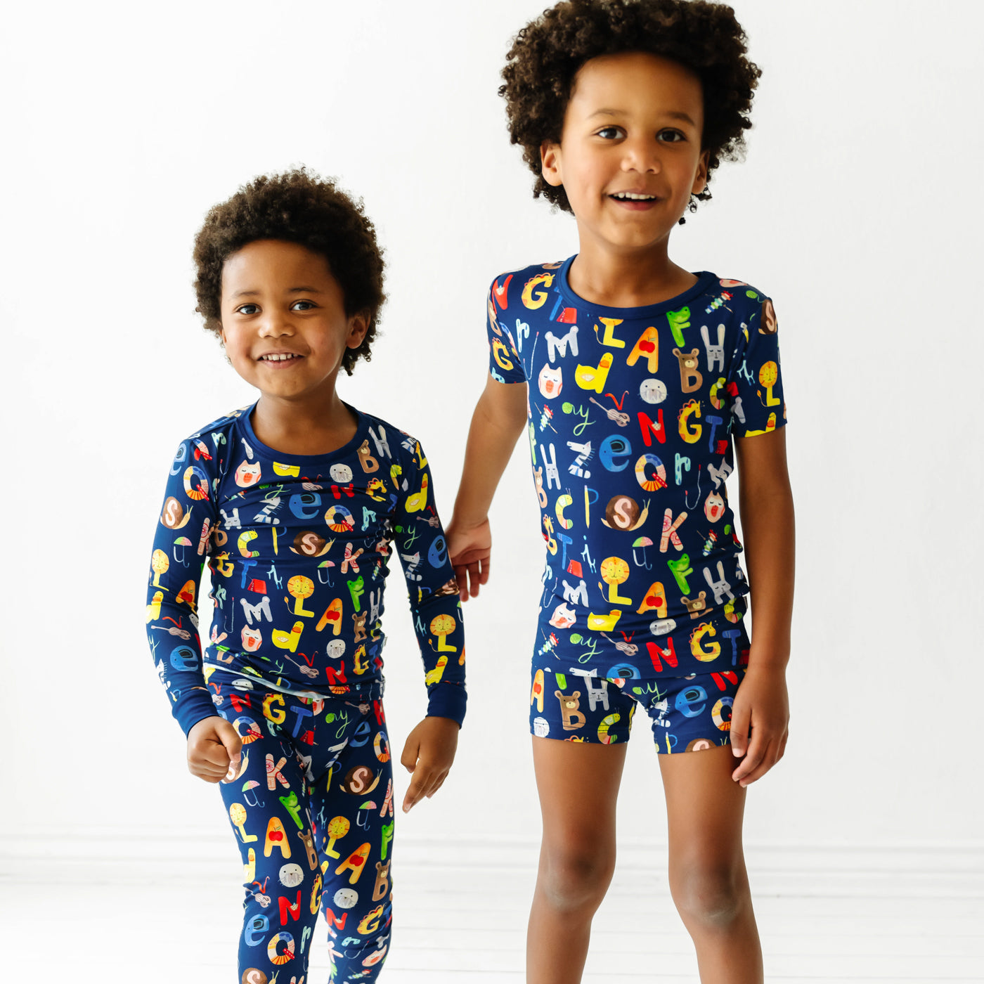 Navy Alphabet Friends Two-Piece Short Sleeve & Shorts Pajama Set - Image 5