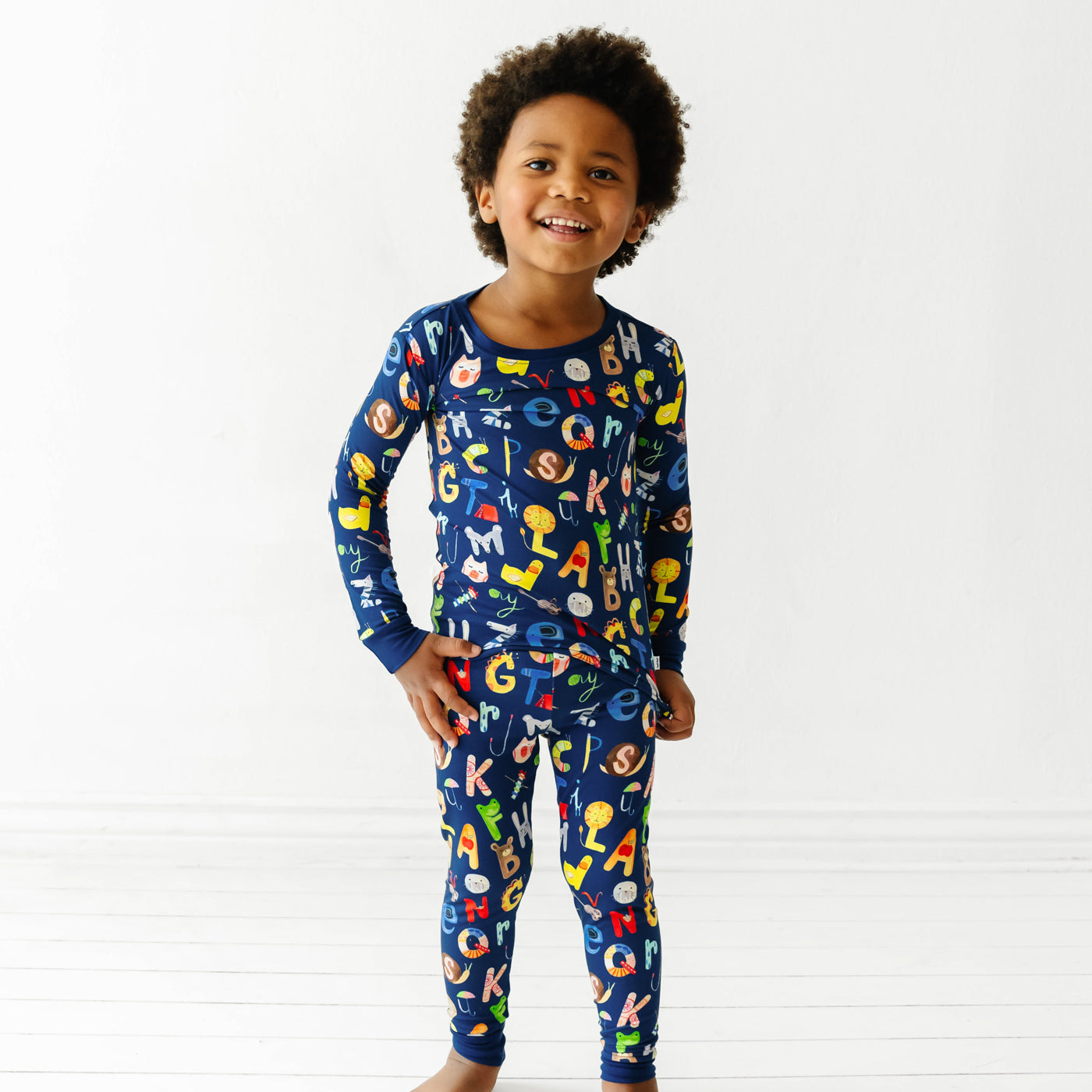 Navy Alphabet Friends Two-Piece Pajama Set - Image 3