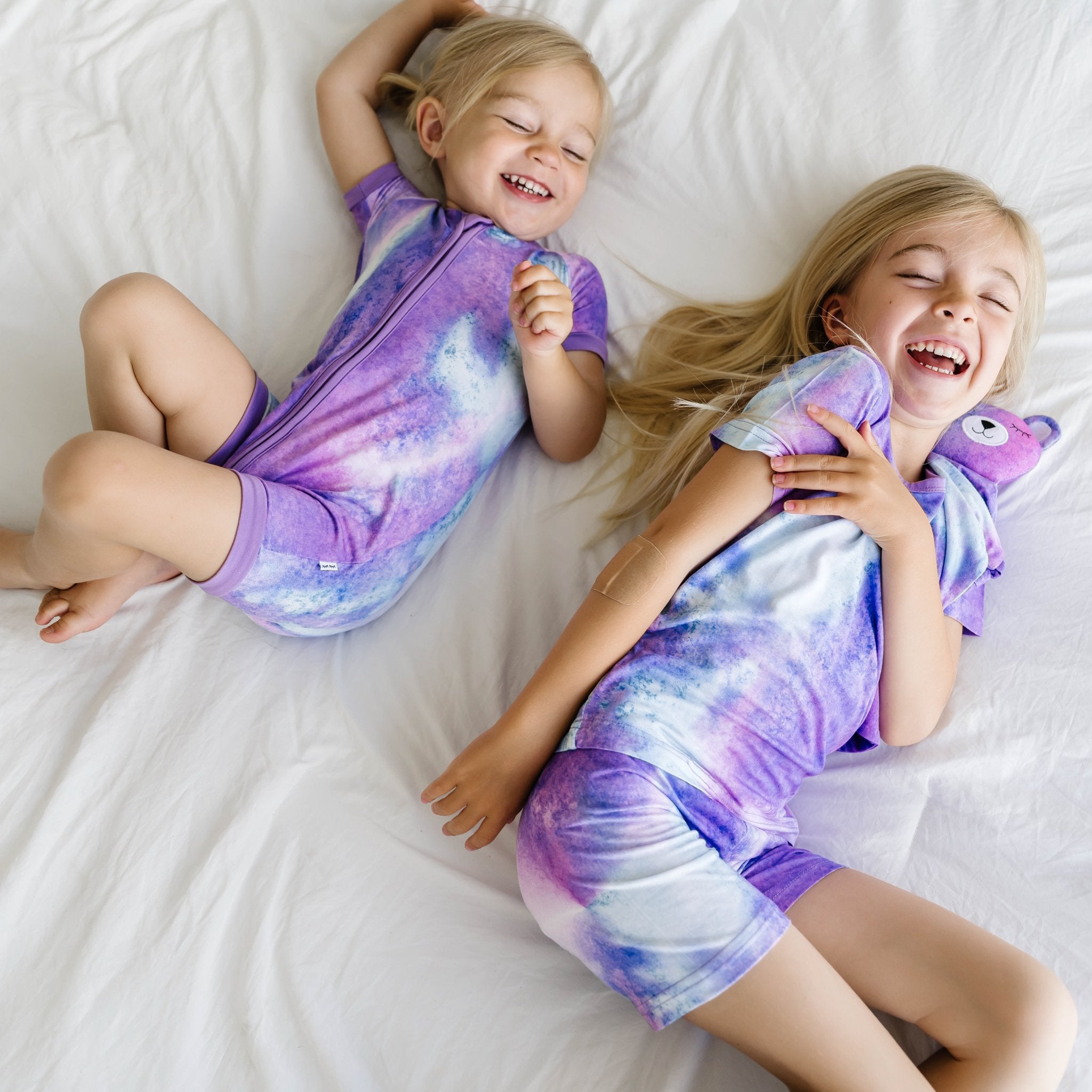 Purple Watercolor Two-Piece Short Sleeve & Shorts Pajama Set - Image 4