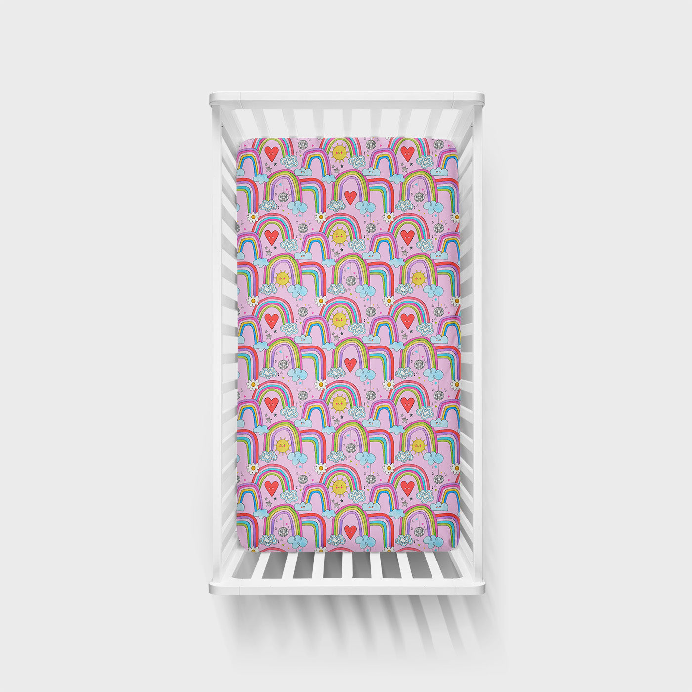 Disco Rainbows Fitted Crib Sheet - Image 2