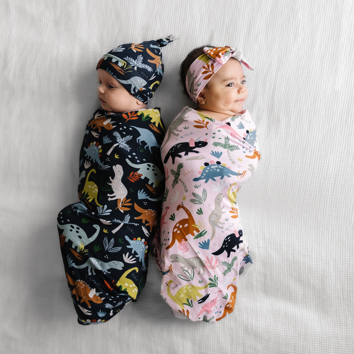 Navy Jurassic Jungle Swaddle + Hat Set - Image 2