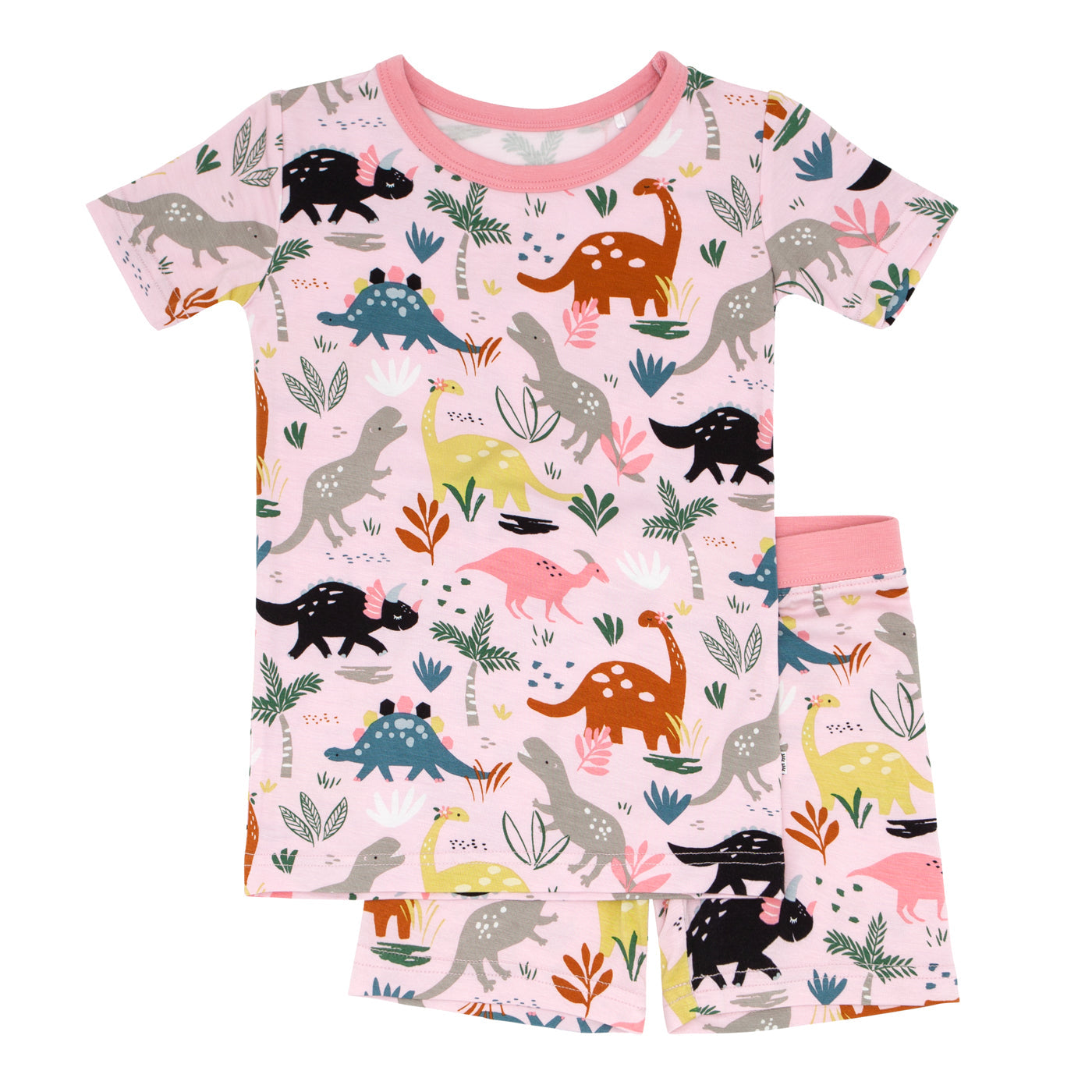 Pink Jurassic Jungle Two-Piece Short Sleeve & Shorts Pajama Set - Image 8