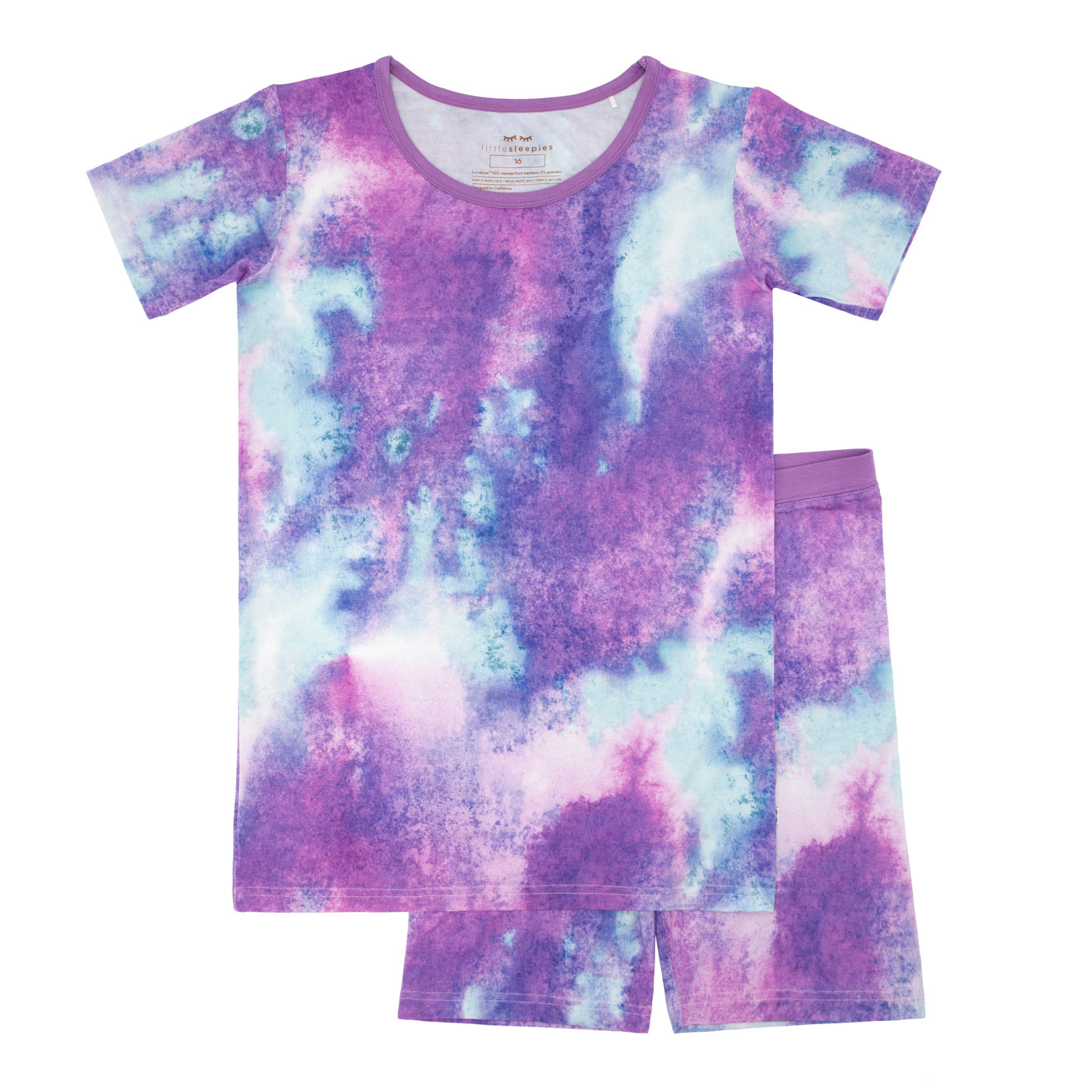Purple Watercolor Two-Piece Short Sleeve & Shorts Pajama Set - Image 5