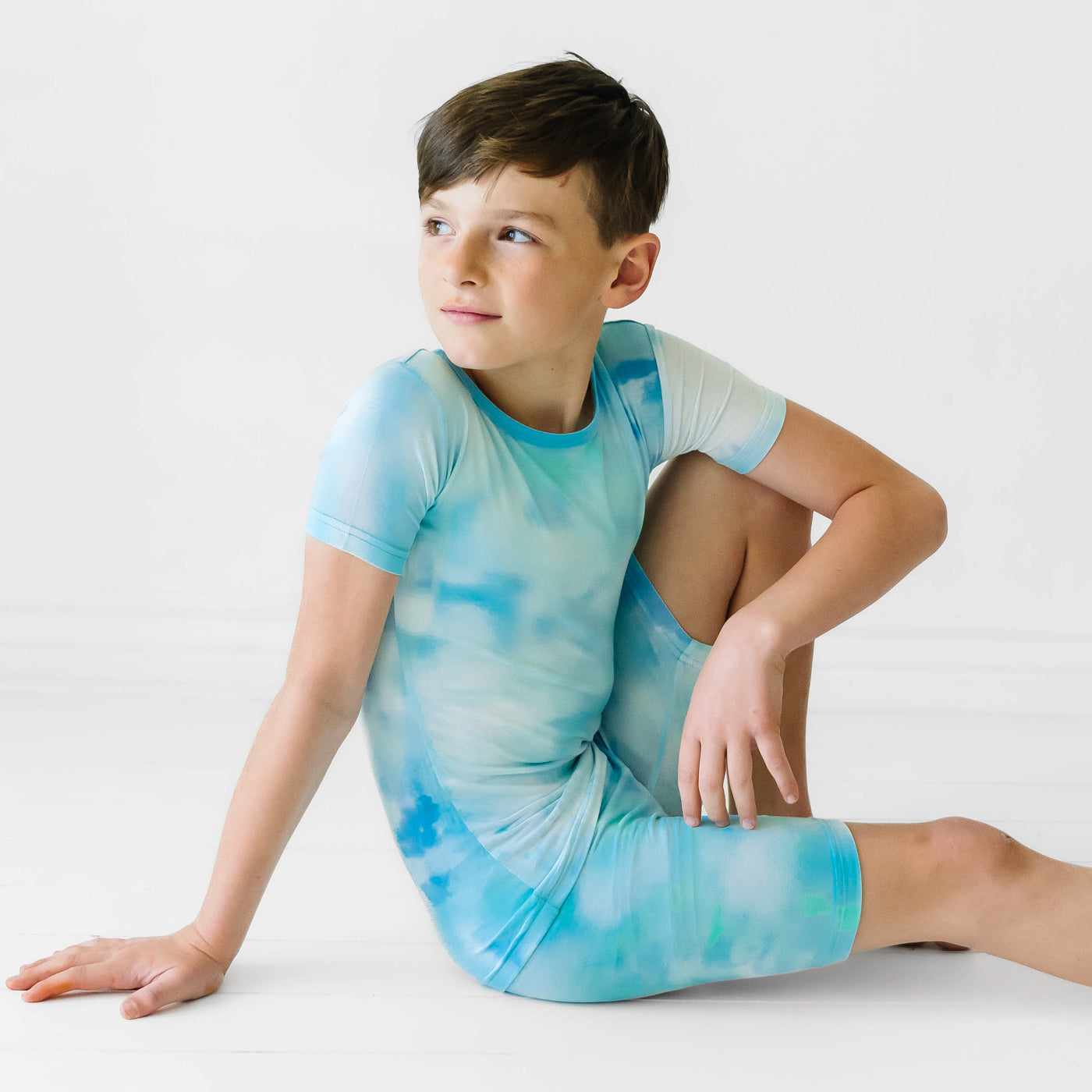 Tidepool Watercolor Two-Piece Short Sleeve & Shorts Pajama Set - Image 2