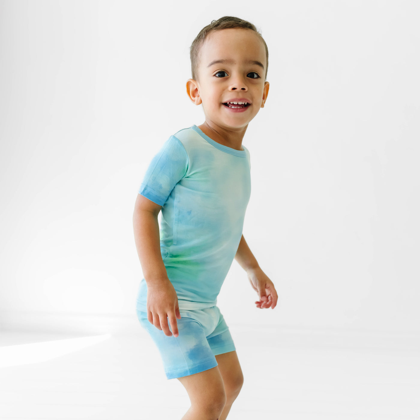 Tidepool Watercolor Two-Piece Short Sleeve & Shorts Pajama Set - Image 4
