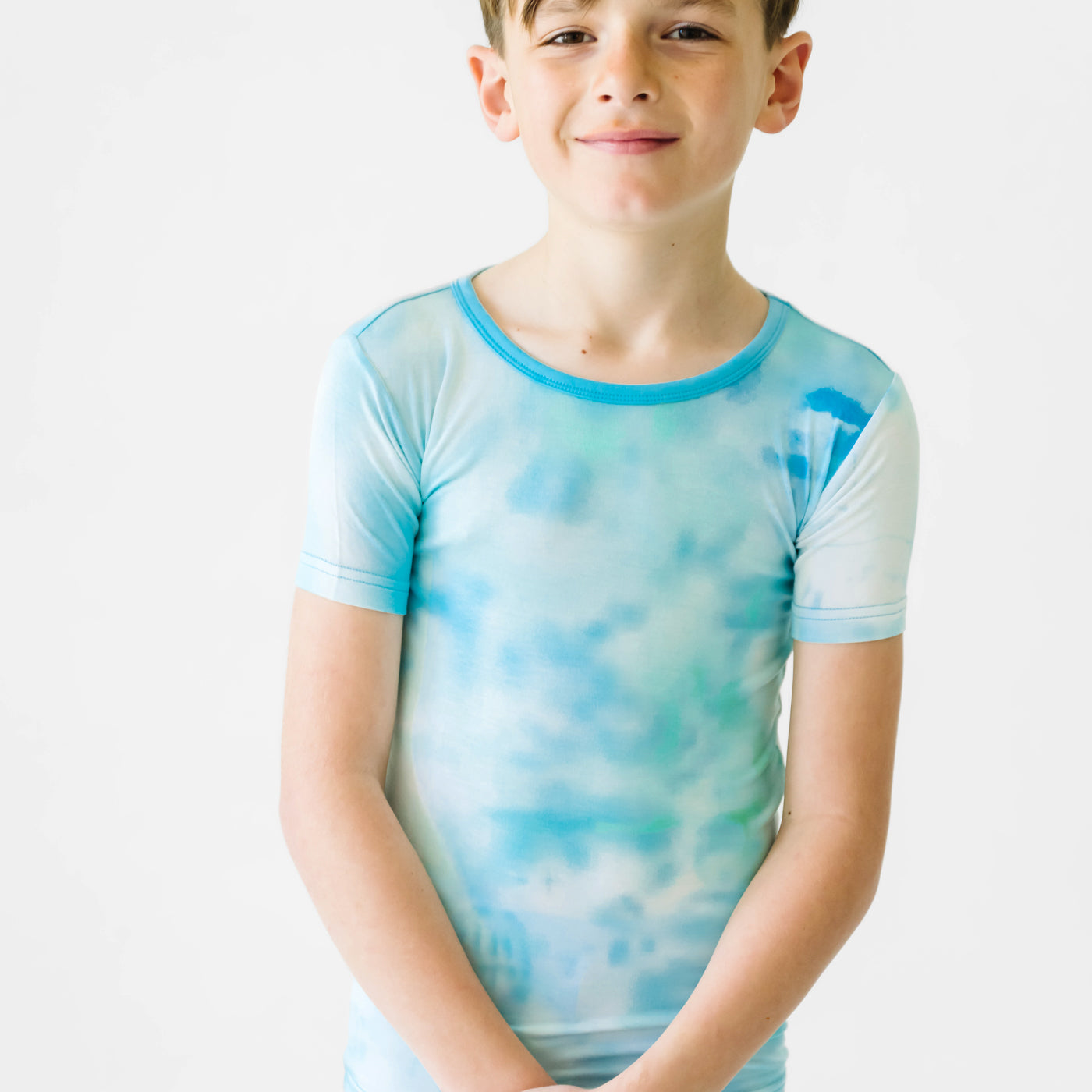 Tidepool Watercolor Two-Piece Short Sleeve & Shorts Pajama Set - Image 7