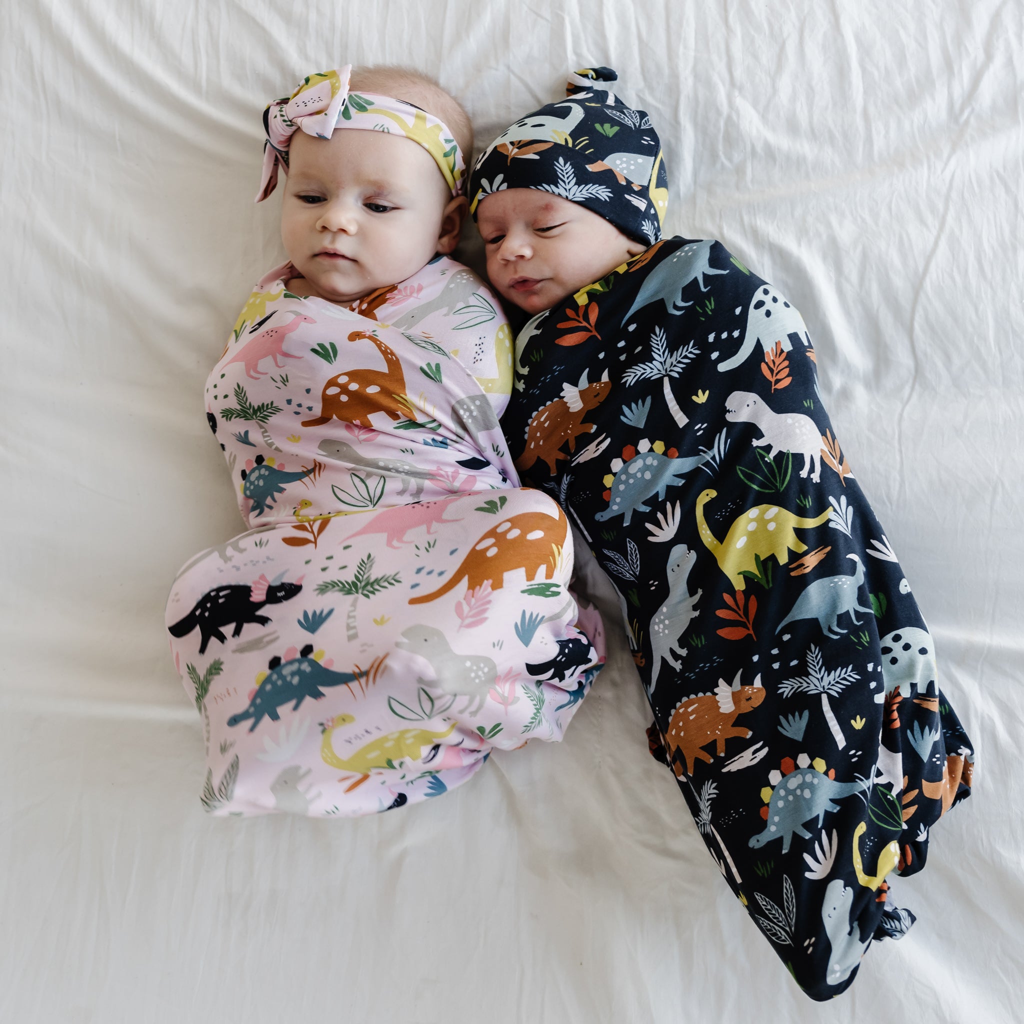 Navy Jurassic Jungle Swaddle + Hat Set - Image 3