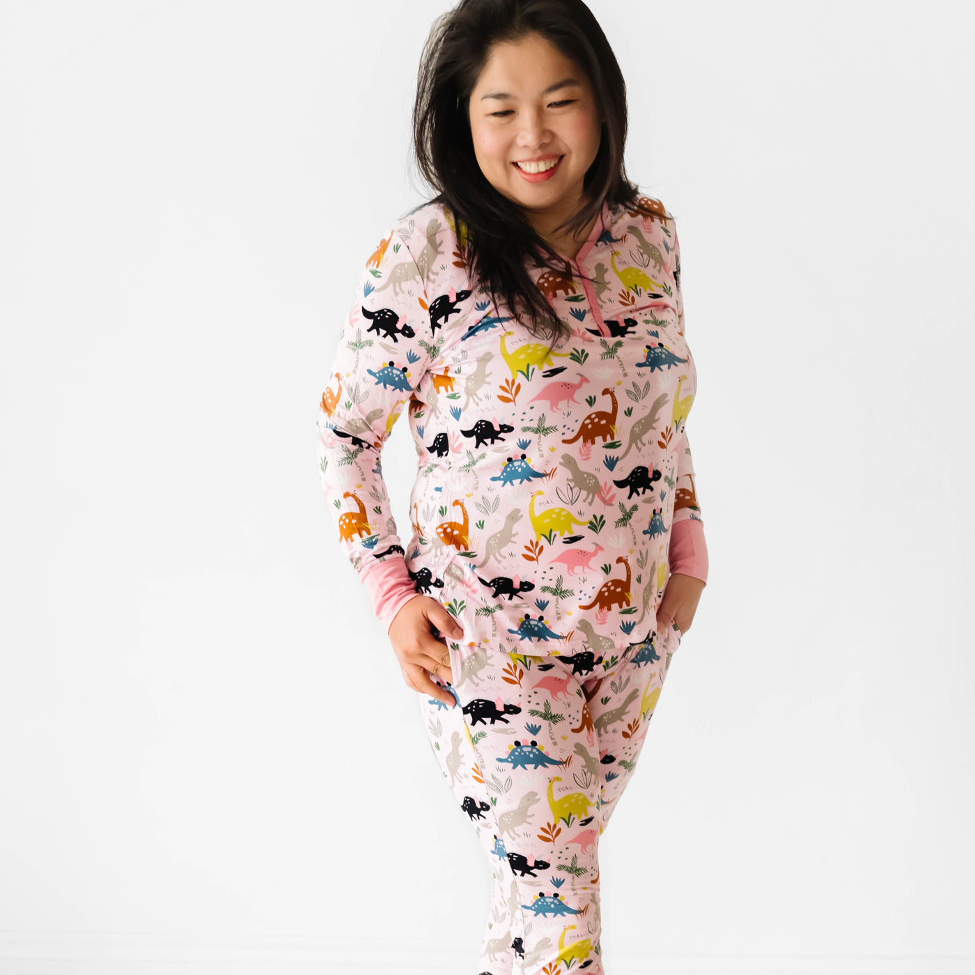Pink Jurassic Jungle Women's Pajama Pants - Image 2