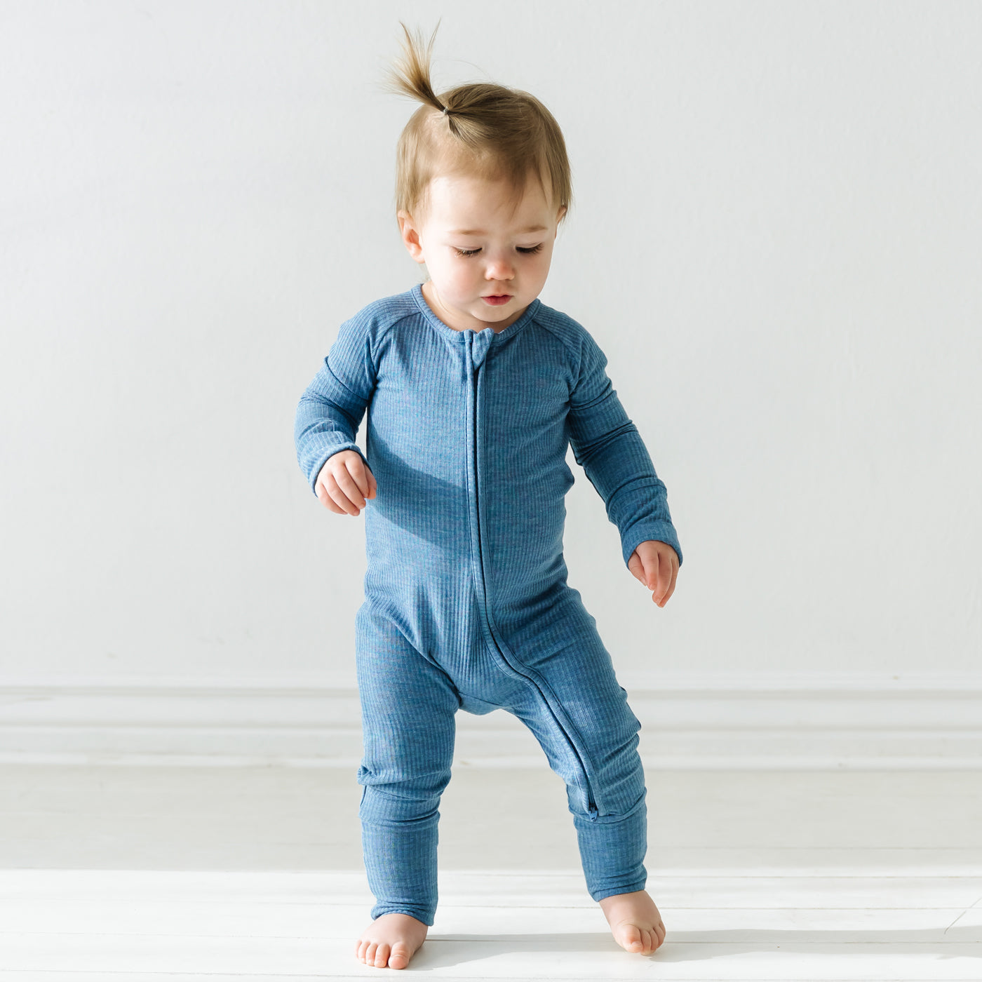 Heather Blue Ribbed Zippy - Image 2