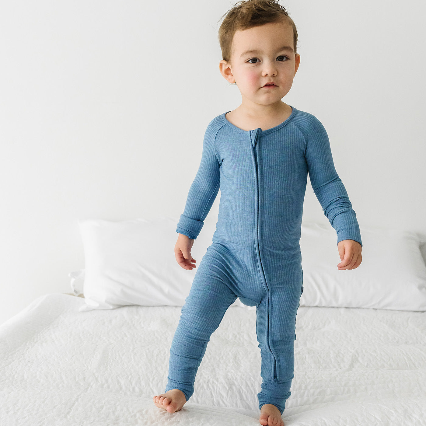 Heather Blue Ribbed Zippy - Image 3