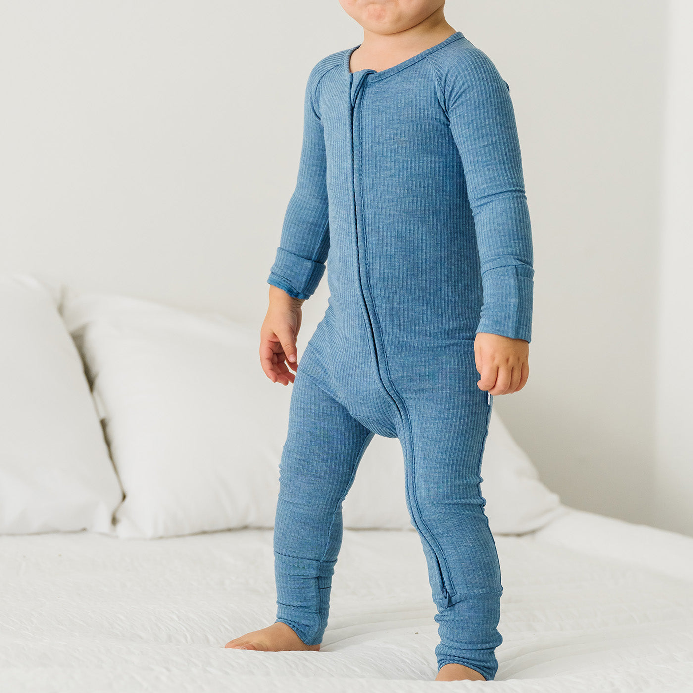 Heather Blue Ribbed Zippy - Image 6